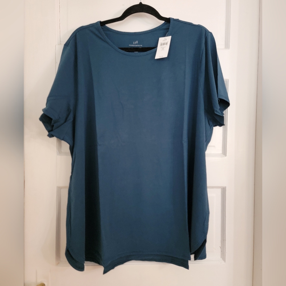 J.Jill Progress Shirttail Tee Midnight Blue Short Sleeve
